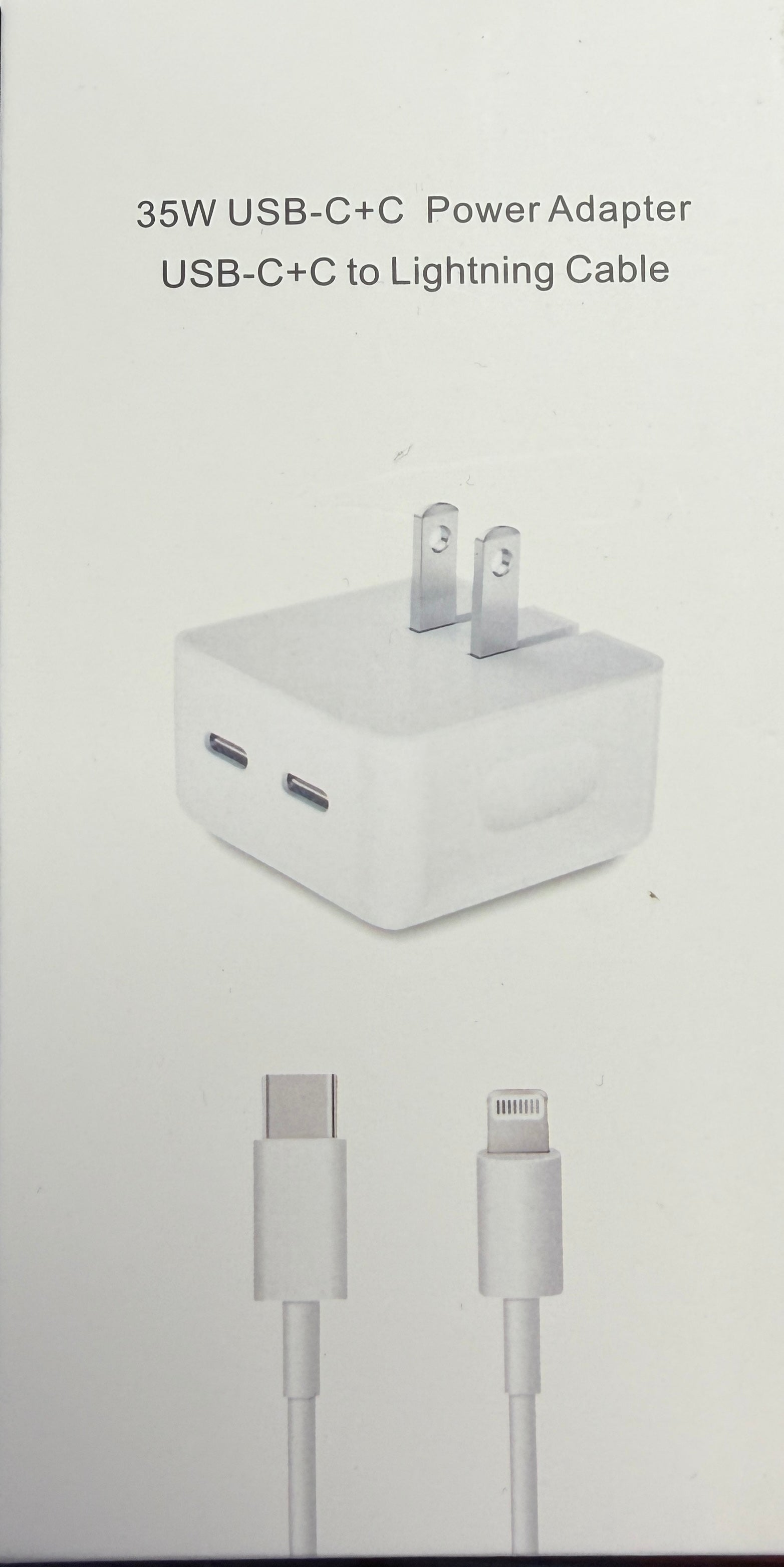 For iPhone 5,6,7,8,X,XR,11,12,13,14 35 W Dual USB Type C Adapter + Type C -  Lightening Cable