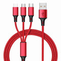 vAccessorize Multifunction 3 in 1 Fast Charging Cable for iPhone (Pack of 5, 3 Feet, Red)