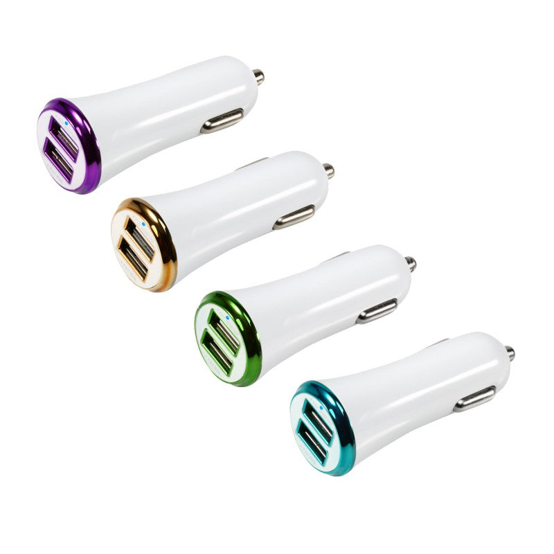 Dual 2-Port USB 2A Car Charger Adapter for Apple iPhone 14 13 Pro (White)