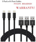 (3 Pack) 6 foot lightning charging cable for Iphone and Ipad devices - BLACK
