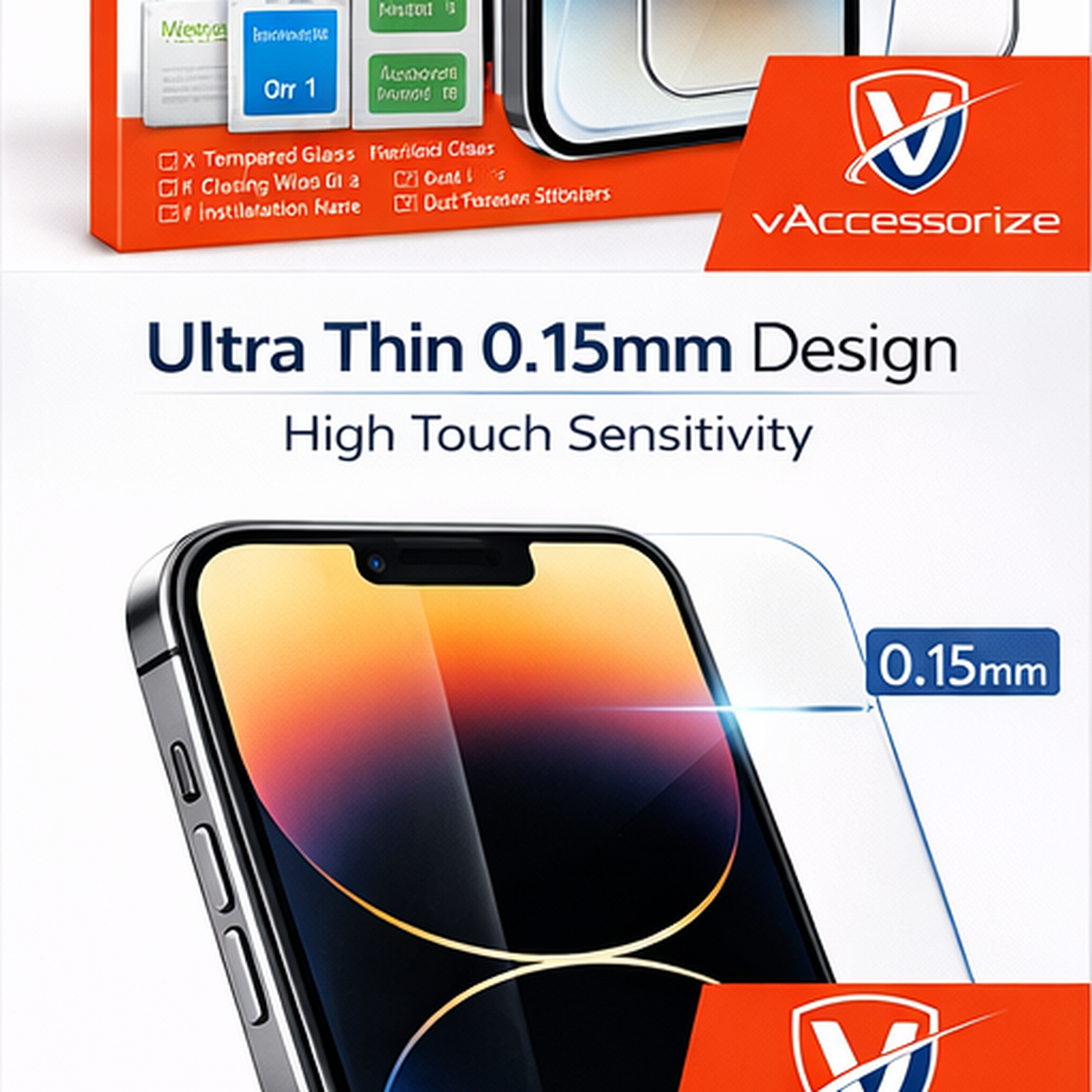 Tempered Glass Screen Protector for All iPhone 17 16 15 14 13 12 11 Pro Max Clear